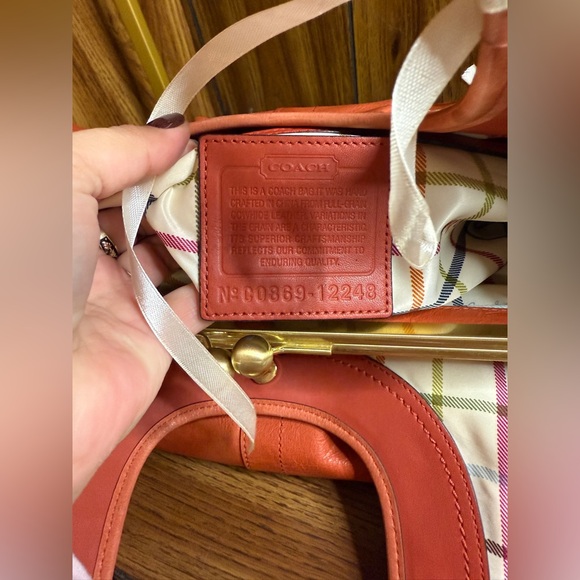 Coach Ergo Orange Tattersall Lining Leather Handbag 2008 - Picture 8 of 9